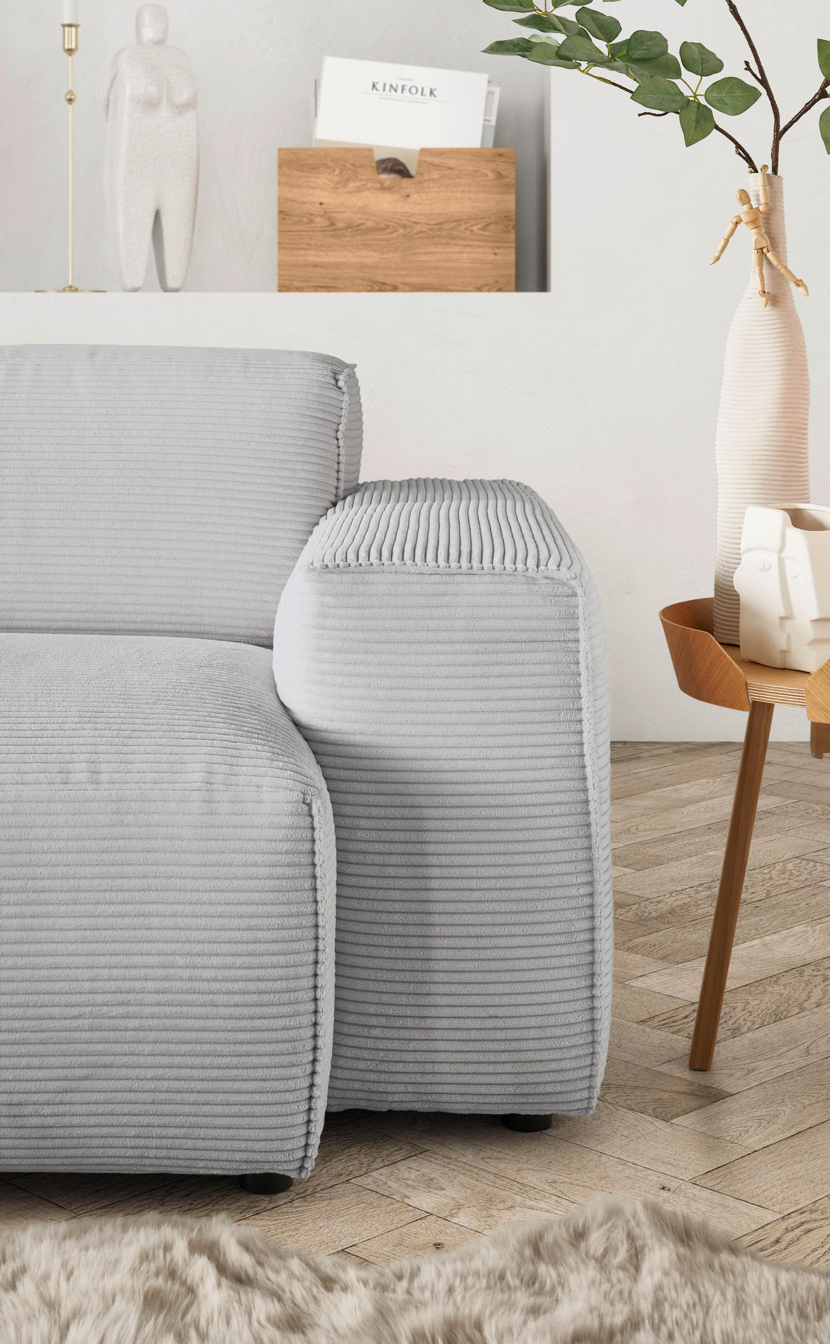 ROHOVÁ SEDAČKA, textil, šedá - šedá/černá, Design, textil/plast (189/300cm) - Livetastic