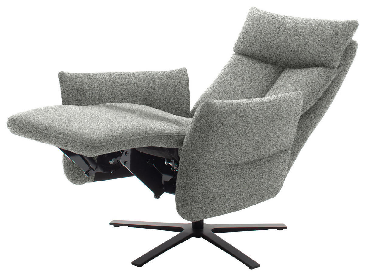 FERNSEHSESSEL  mit Relaxfunktion Chenille Hellgrau  - Hellgrau/Schwarz, Design, Textil/Metall (74/115/85cm) - Schöner Wohnen