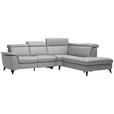 ECKSOFA in Echtleder Grau  - Schwarz/Grau, Design, Leder/Metall (285/239cm) - Cantus