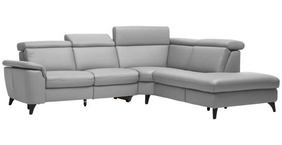 ECKSOFA in Echtleder Grau  - Schwarz/Grau, Design, Leder/Metall (285/239cm) - Cantus