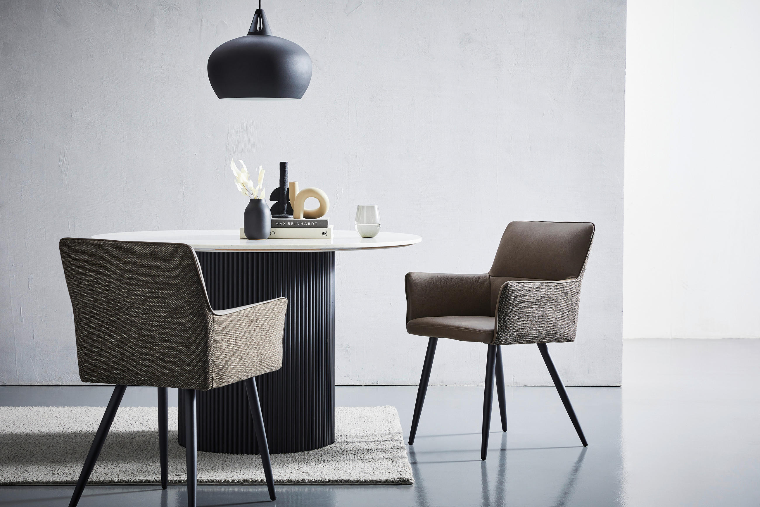 ARMLEHNSTUHL  in Eisen Lederlook, Webstoff  - Schwarz/Braun, MODERN, Holz/Textil (56/88/60cm) - Livetastic