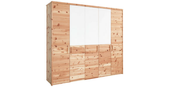 DREHTÜRENSCHRANK in Weiß, Zirbelkieferfarben - Zirbelkieferfarben/Weiß, Natur, Glas/Holz (249/225/61cm) - Valnatura