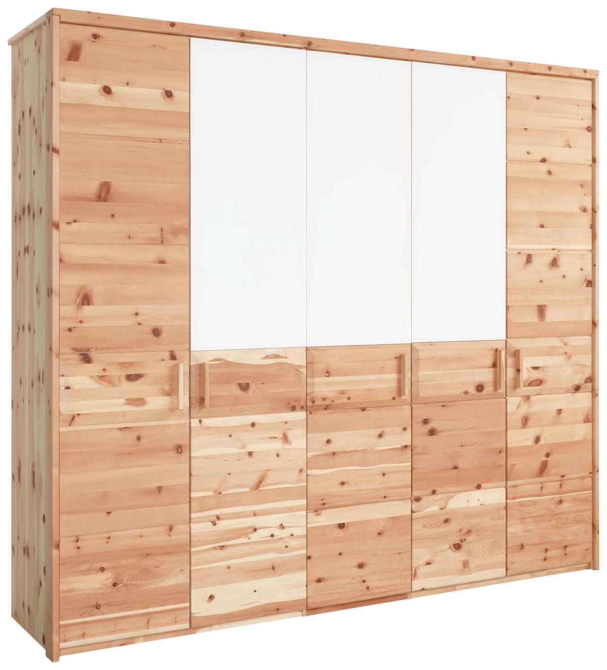 DREHTÜRENSCHRANK in Weiss, Zirbelkieferfarben  - Weiss/Zirbelkieferfarben, Natur, Glas/Holz (249/225/61cm) - Valnatura