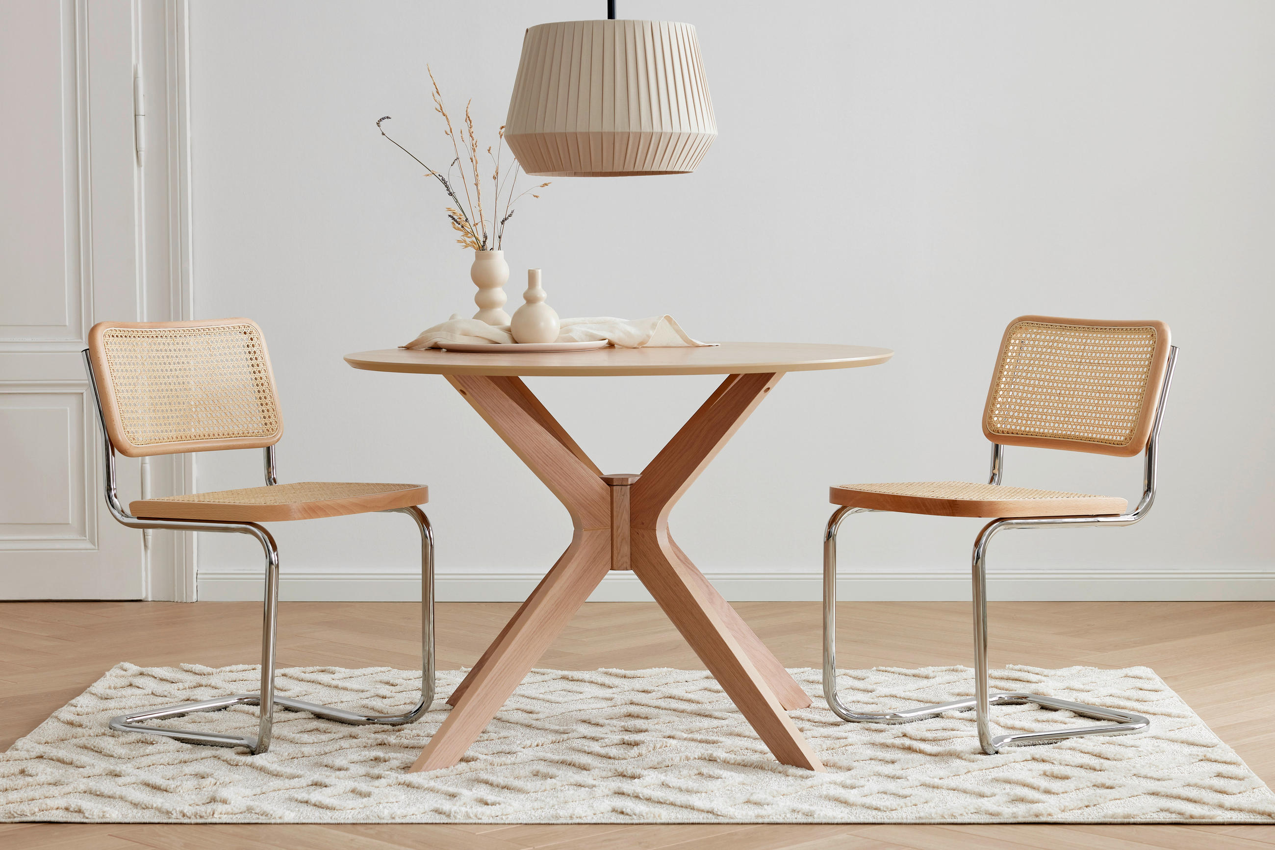 SCHWINGSTUHL in Stahl - Chromfarben/Beige, Design, Holz/Metall (46/82/48cm) - Livetastic