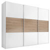 SCHWEBETÜRENSCHRANK  in Weiß, Eichefarben  - Eichefarben/Alufarben, MODERN (298/222/68cm) - MID.YOU