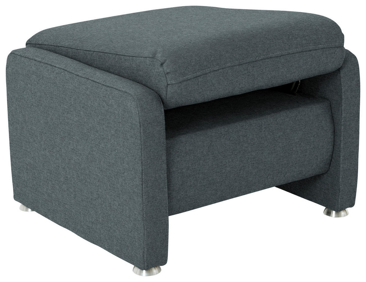 HOCKER Textil Grau  - Alufarben/Grau, Konventionell, Textil/Metall (67/44/58cm) - Beldomo Comfort