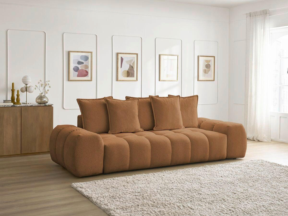SCHLAFSOFA EVEREST  mit Armteil links, Armteil rechts Flachgewebe Orange  - Schwarz/Orange, MODERN, Kunststoff/Textil (278/115/90cm) - Livetastic