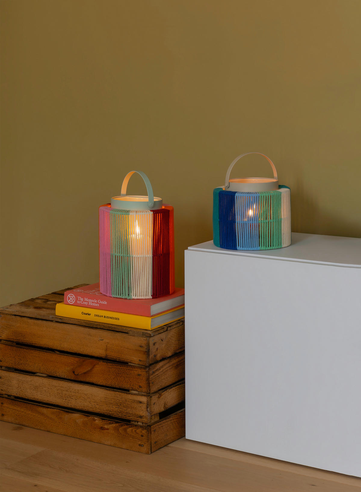 LATERNE - Multicolor, Basics, Glas/Textil (19/24cm)