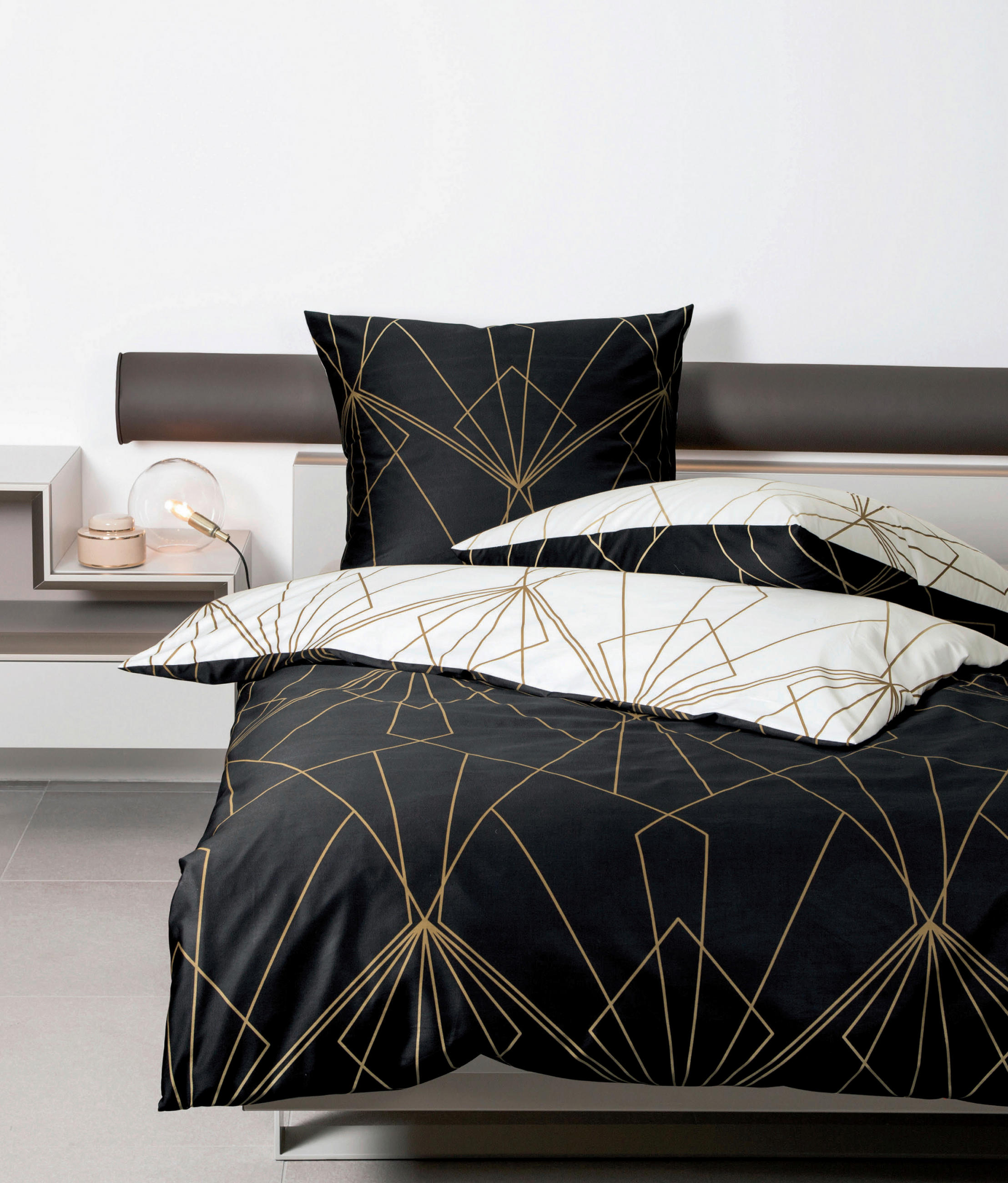 WENDEBETTWÄSCHE J.D. Makosatin 155/220 cm  - Schwarz/Weiß, Design, Textil (155/220cm) - Janine