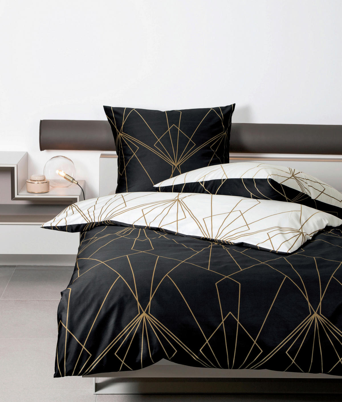 WENDEBETTWÄSCHE J.D. Makosatin 200/200 cm  - Schwarz/Weiß, Design, Textil (200/200cm) - Janine