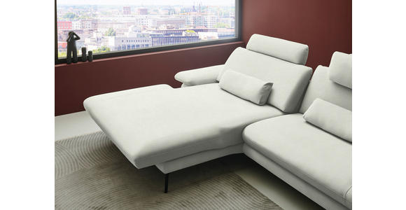 ECKSOFA  in Chenille, Flachgewebe Weiß  180/284 cm  - Schwarz/Weiß, Design, Textil/Metall (180/284cm) - Dieter Knoll