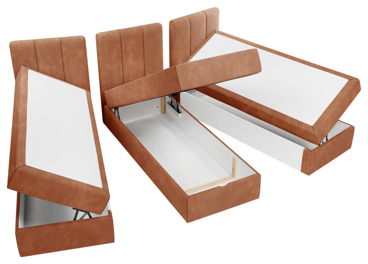 FAMILIENBETT - Rotbraun/Schwarz, Design, Holzwerkstoff/Kunststoff (210/200cm) - Esposa