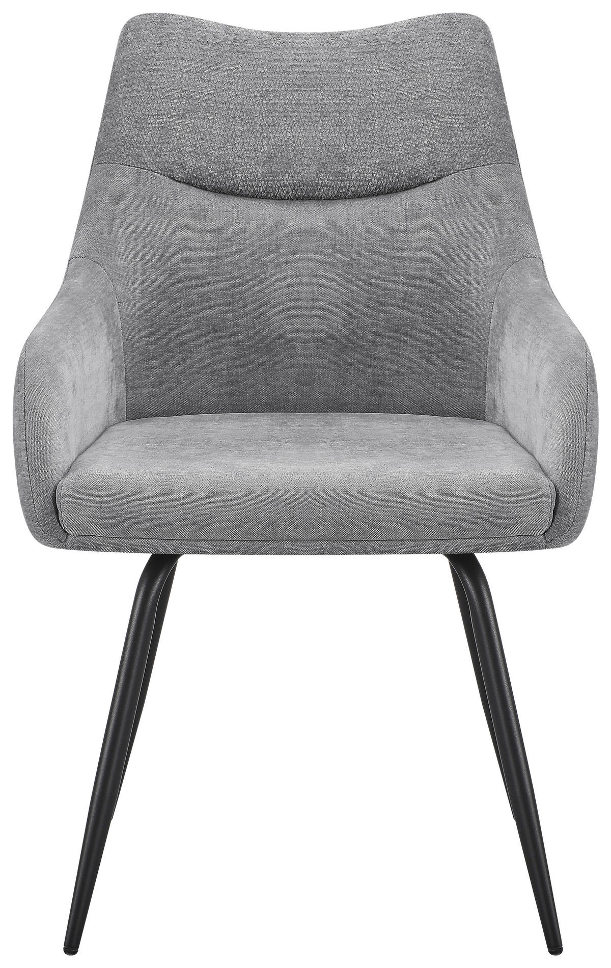 ARMLEHNSTUHL Eisen Chenille  - Schwarz/Grau, Basics, Textil/Metall (60/86/55cm) - Livetastic