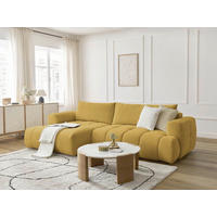 ECKSCHLAFSOFA FUJI Leinenoptik Gelb  inkl.  - Gelb/Schwarz, MODERN, Kunststoff/Textil (160/292cm)