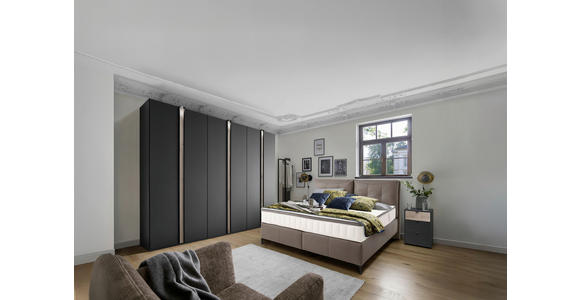 BOXSPRINGBETT 180/200 cm in Braun - Schwarz/Braun, Design, Leder/Holz (180/200cm) - Novel