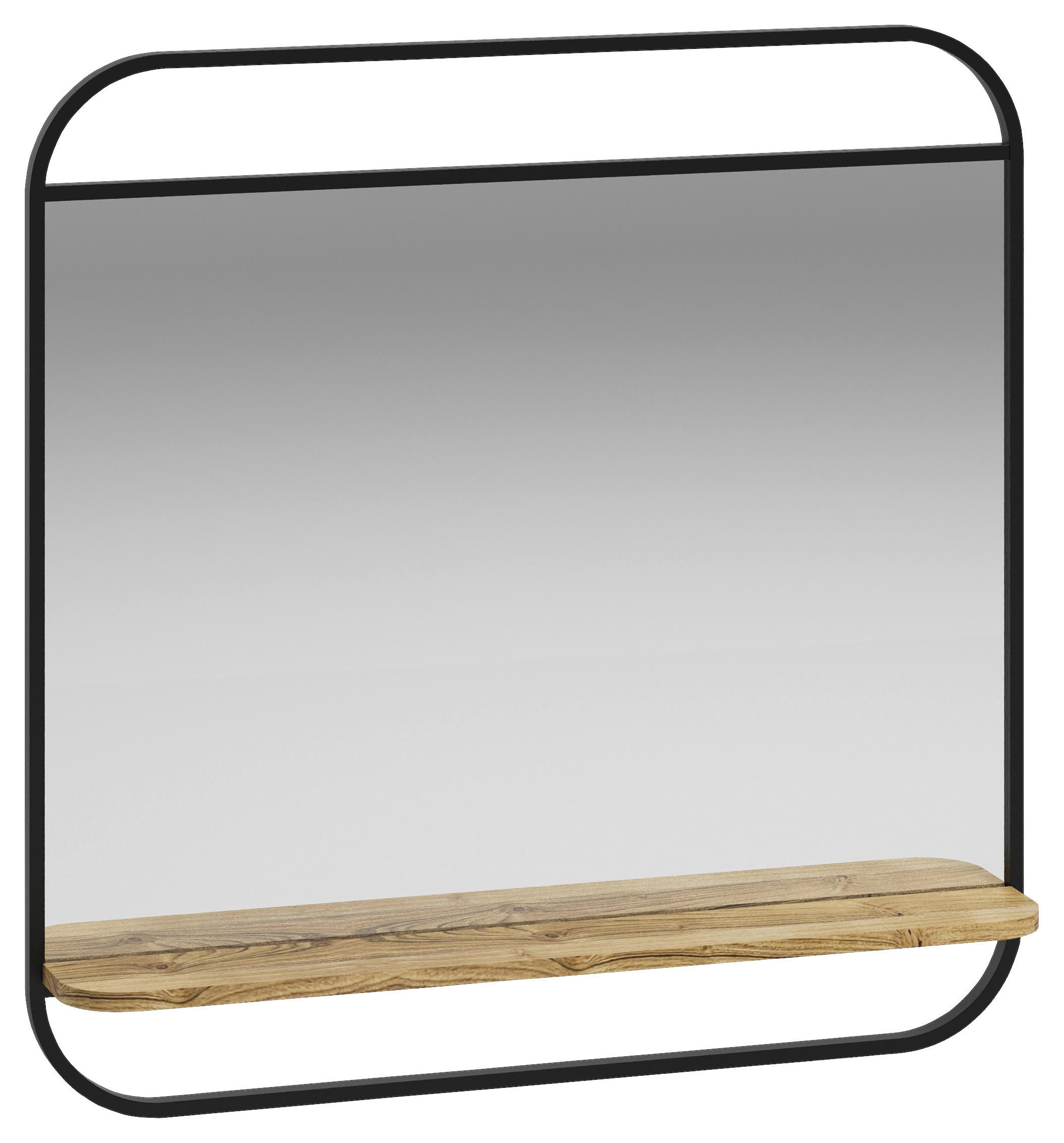 BADEZIMMERSPIEGEL 82/82/12 cm  - Schwarz/Naturfarben, Natur, Glas/Holz (82/82/12cm) - Livetastic
