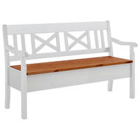 SITZBANK 148/93/58 cm Weiß, Bernsteinfarben Kiefer massiv  - Bernsteinfarben/Weiß, ROMANTIK / LANDHAUS, Holz (148/93/58cm) - Boxxx