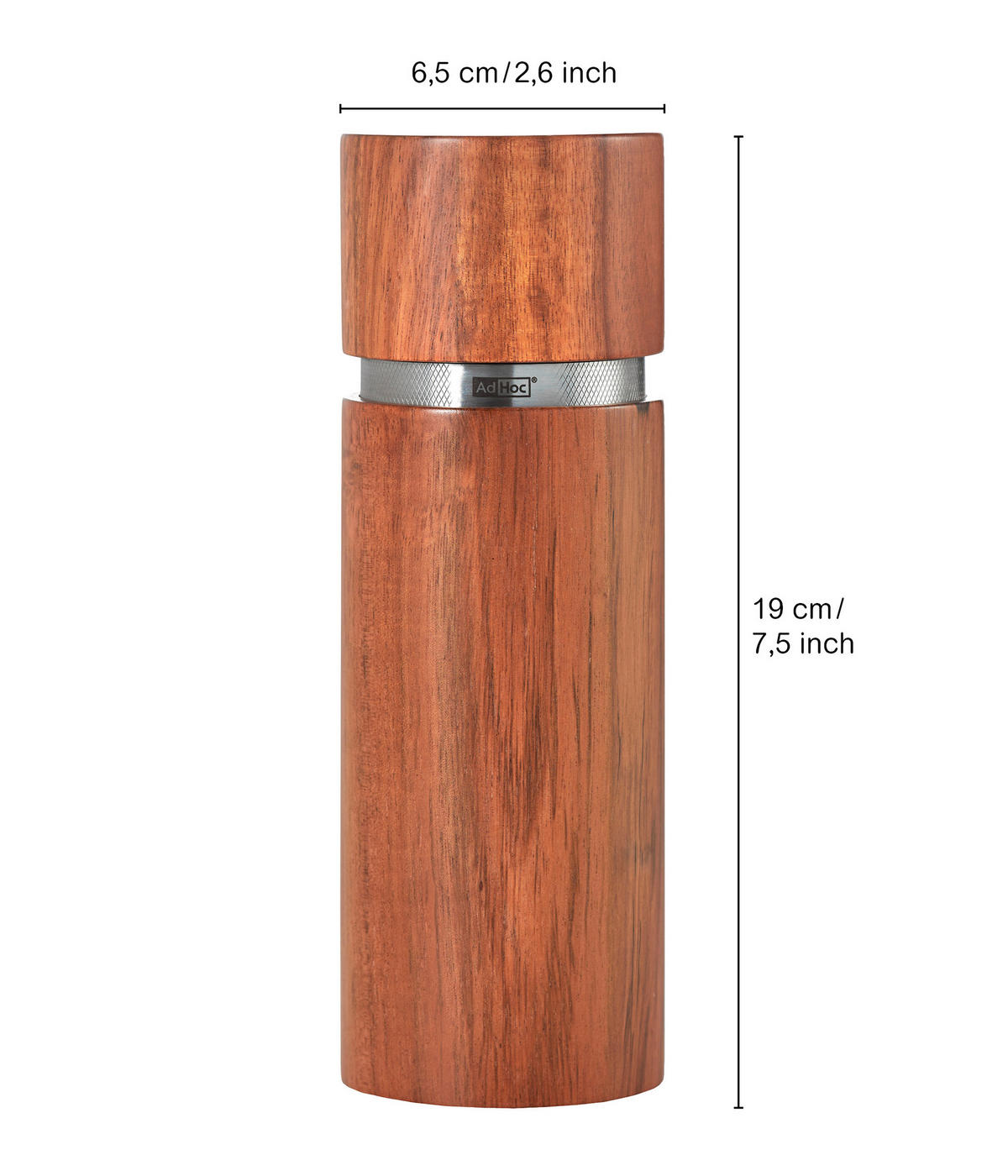 SALZ- ODER PFEFFERMÜHLE 6,5/19 cm   - Akaziefarben, Design, Keramik/Holz (6,5/19cm) - AdHoc