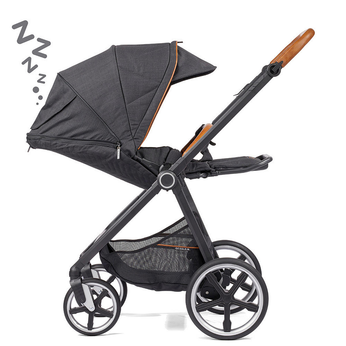 KINDERWAGENSET  Fusion Panorama Lyx Set inkl. Wickeltasche  Schwarz  - Schwarz, Basics, Metall (57/129/100cm) - Gesslein