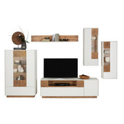 WOHNWAND in Weiß, Eichefarben - Eichefarben/Weiß, Design, Glas/Holzwerkstoff (328/184,4/40,4cm) - Carryhome