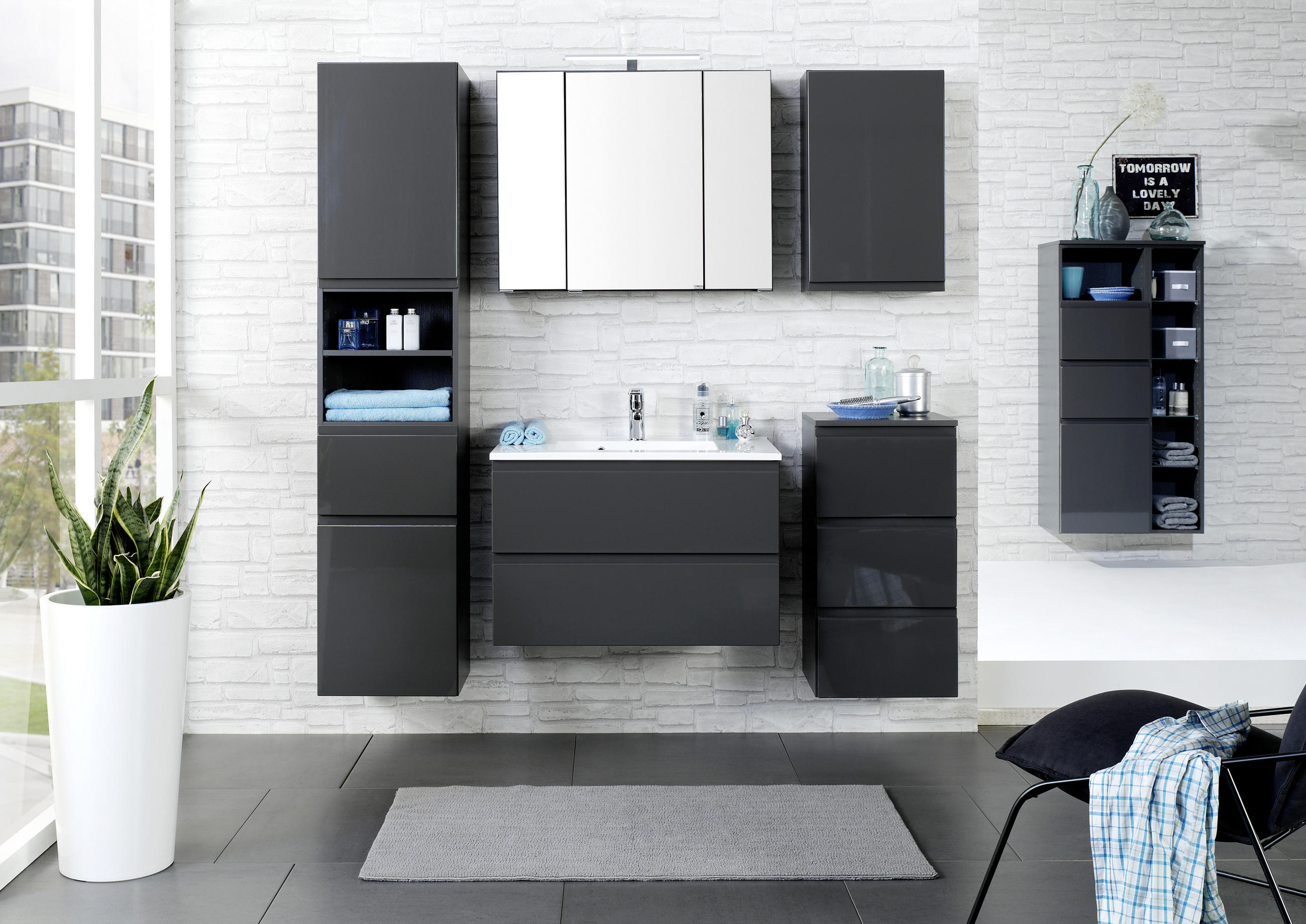 SPIEGELSCHRANK 80/64/20 cm  - Chromfarben/Graphitfarben, KONVENTIONELL, Glas/Holzwerkstoff (80/64/20cm) - Held