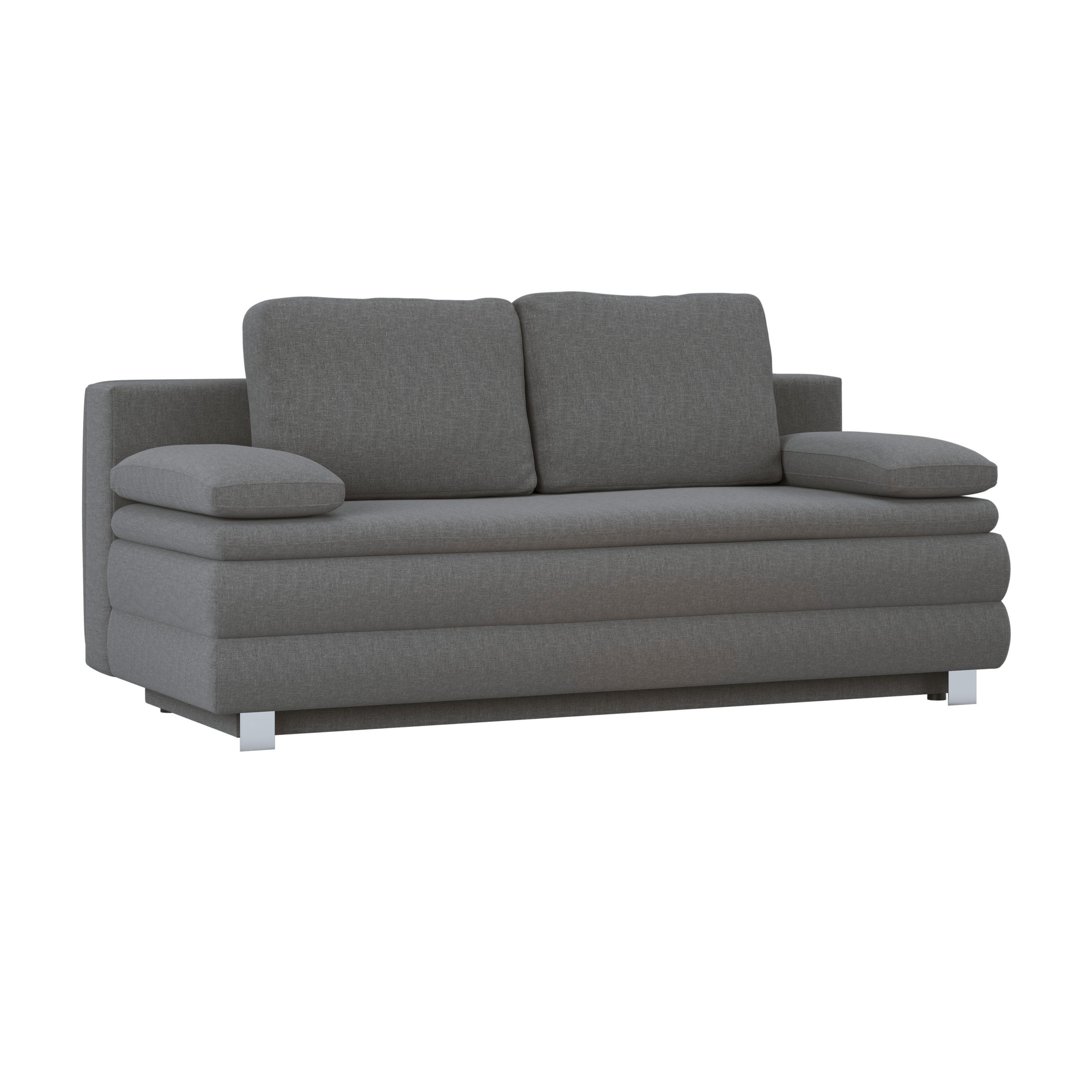 BOXSPRINGSOFA  mit Rücken echt, Liegefunktion Flachgewebe Graphitfarben  - Silberfarben/Graphitfarben, Design, Textil/Metall (202/96/105cm) - Carryhome