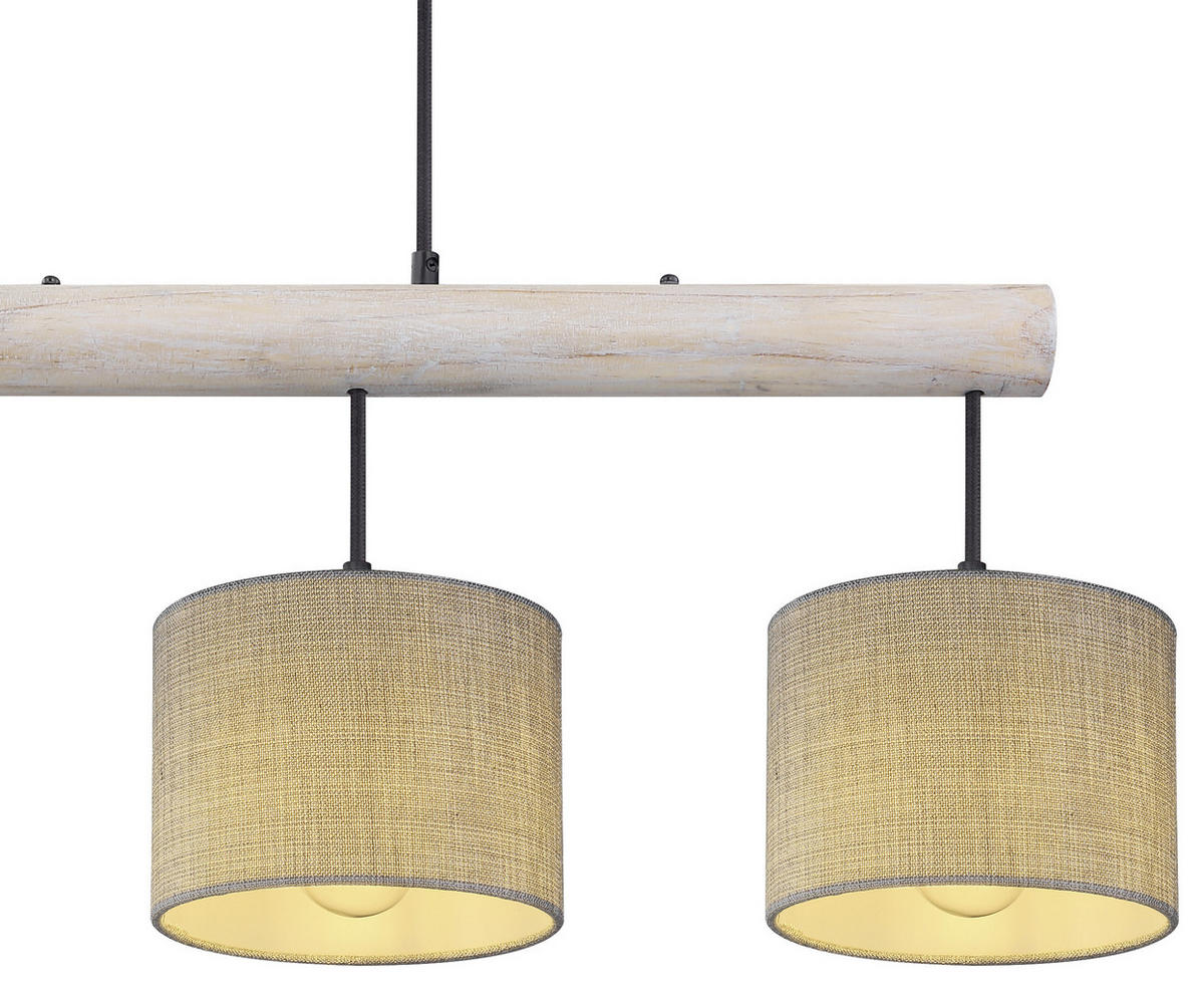 HÄNGELEUCHTE Roger 102/18/120 cm   - Schwarz/Grau, Natur, Holz/Textil (102/18/120cm) - Globo