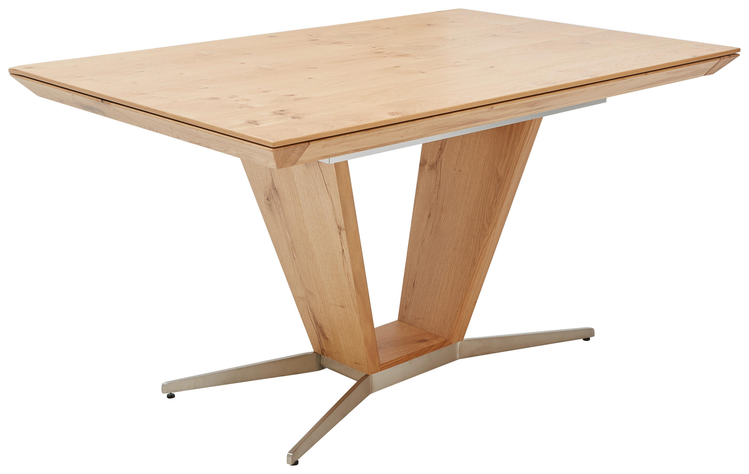 JEDÁLENSKÝ STÔL, divoký dub, prírodná farba, farba duba, niklová, 140/90/76 cm - prírodná farba/farba duba, Design, kov/drevo (140/90/76cm) - Ambiente