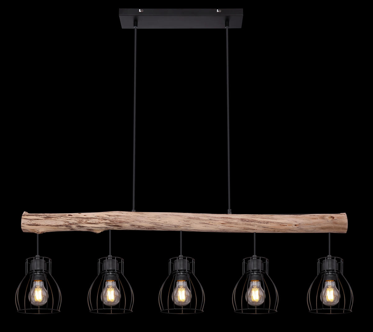 HÄNGELEUCHTE 100/13,6/140 cm    - Schwarz/Naturfarben, Trend, Holz/Metall (100/13,6/140cm) - Marama