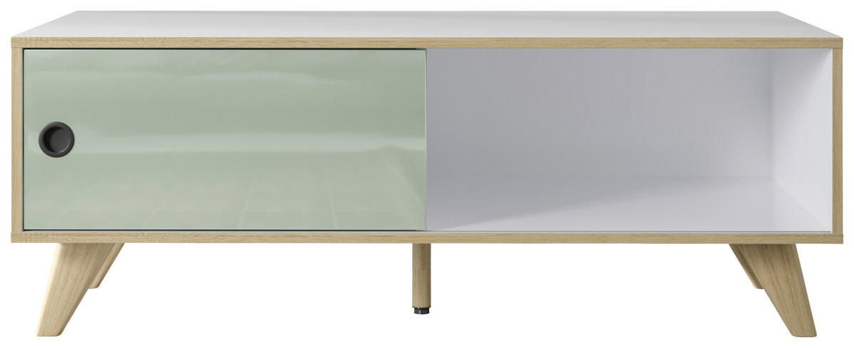 COUCHTISCH 115/60/46 cm rechteckig Eichefarben, Weiß Hochglanz, Grün  - Eichefarben/Weiß Hochglanz, MODERN, Holzwerkstoff/Kunststoff (115/60/46cm) - Boxxx