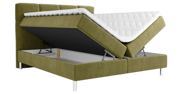 BOXBETT 180/200 cm in Olivgrün - Chromfarben/Olivgrün, Design, Holz/Holzwerkstoff (180/200cm) - Esposa