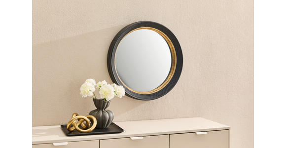 WANDSPIEGEL 58,5/58,5/6,5 cm  - Goldfarben/Schwarz, Design, Glas/Holzwerkstoff (58,5/58,5/6,5cm) - Novel