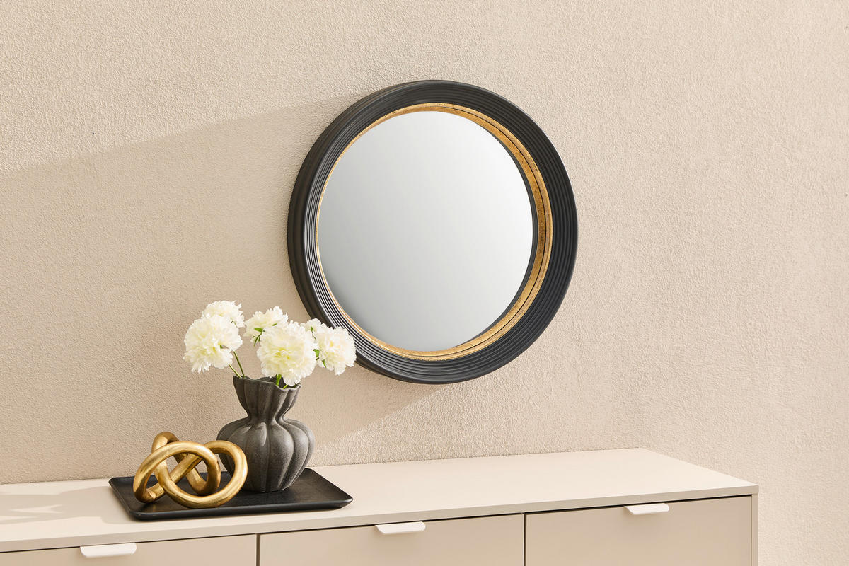 WANDSPIEGEL 58,5/58,5/6,5 cm  - Goldfarben/Schwarz, Design, Glas/Holzwerkstoff (58,5/58,5/6,5cm) - Novel