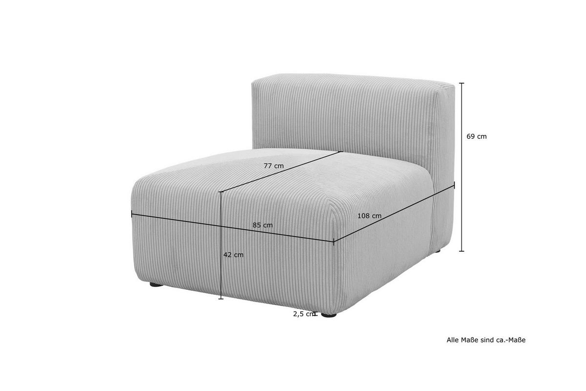 SOFAELEMENT Cord, Mikrofaser Schlammfarben  - Schlammfarben/Schwarz, Design, Kunststoff/Textil (85/69/108cm) - MID.YOU