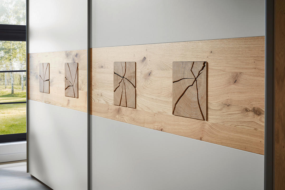  SCHWEBETÜRENSCHRANK 301,3/230,4/68 cm 2-türig  - Sandfarben/Eichefarben, Konventionell, Holz/Holzwerkstoff (301,3/230,4/68cm) - Dieter Knoll