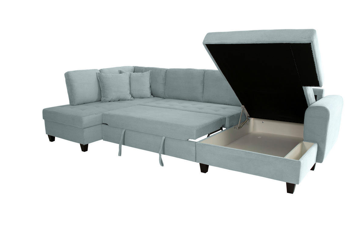 WOHNLANDSCHAFT MORITZ Graugrün Cord  - Graugrün, Trend, Textil (178/324/155cm) - P & B