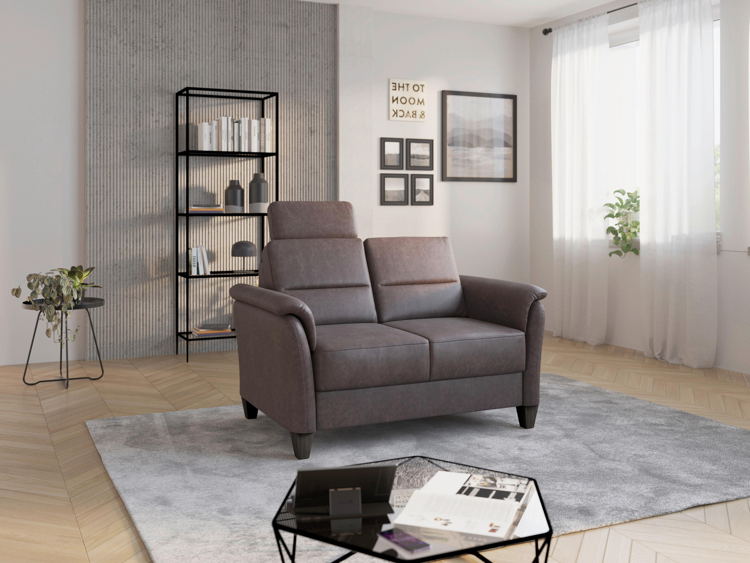 2-SITZER-SOFA Mikrofaser Braun  - Wengefarben/Braun, Konventionell, Holz/Textil (149/89/89cm) - Sit & More
