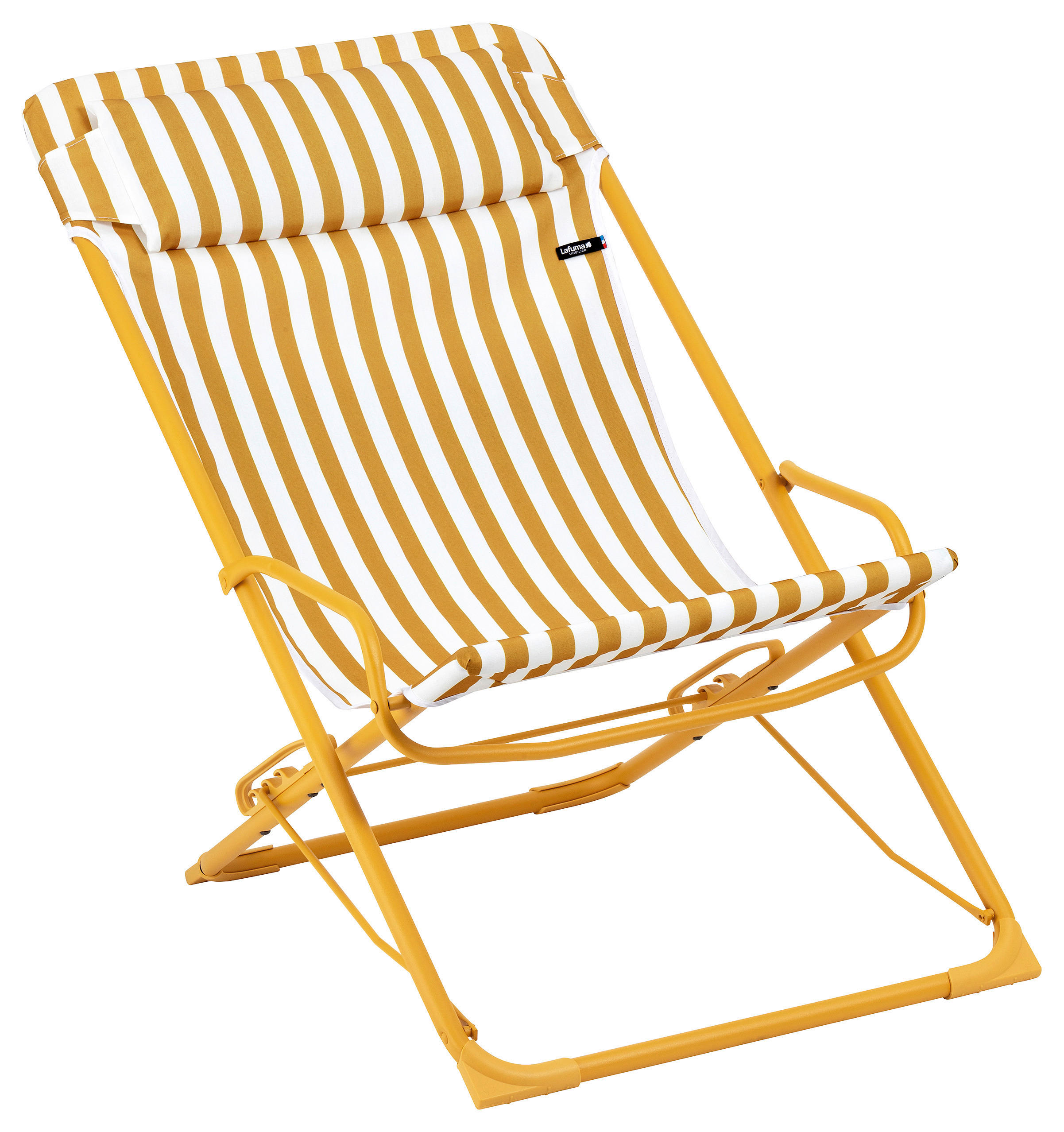 STRANDSTUHL Stahl Gelb, Weiß  - Gelb/Weiß, Basics, Kunststoff/Metall (60/91/83cm) - Lafuma Mobilier