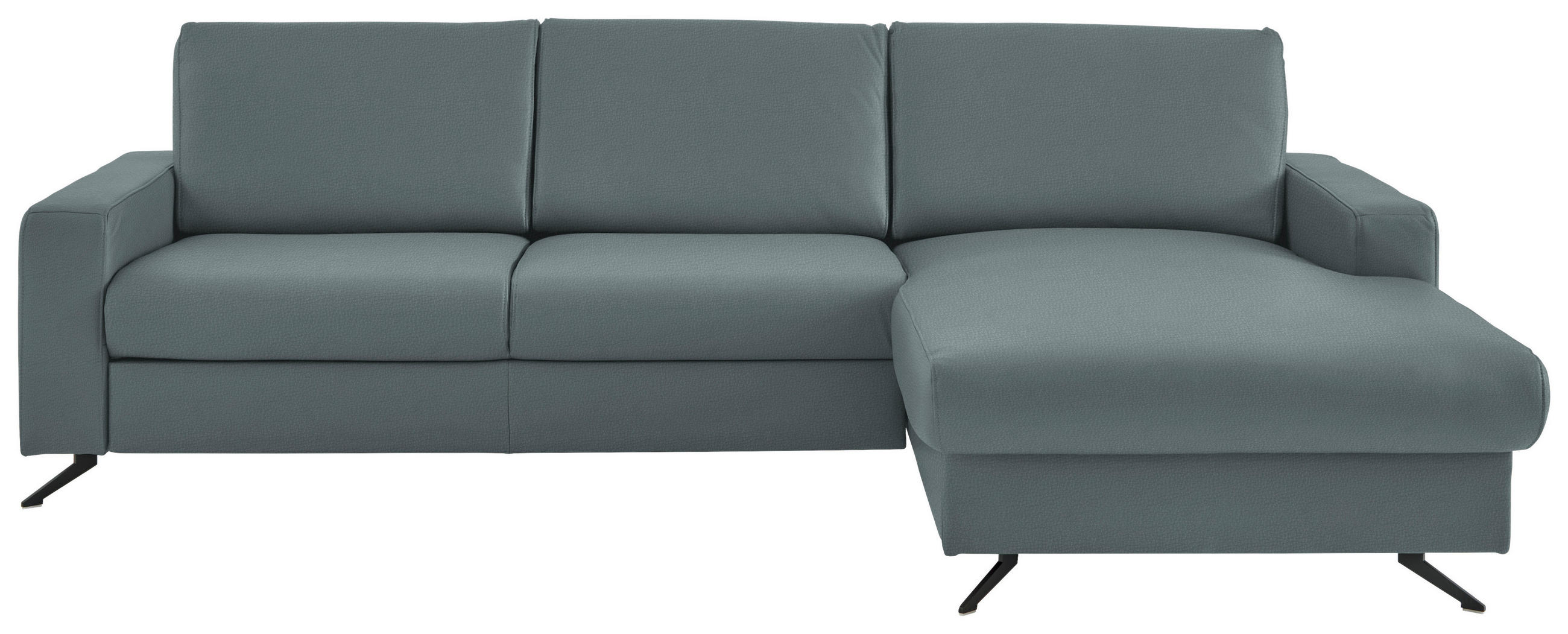 ECKSOFA in Echtleder Blaugrau  - Blaugrau/Schwarz, Design, Leder/Metall (267/165cm) - Beldomo Premium