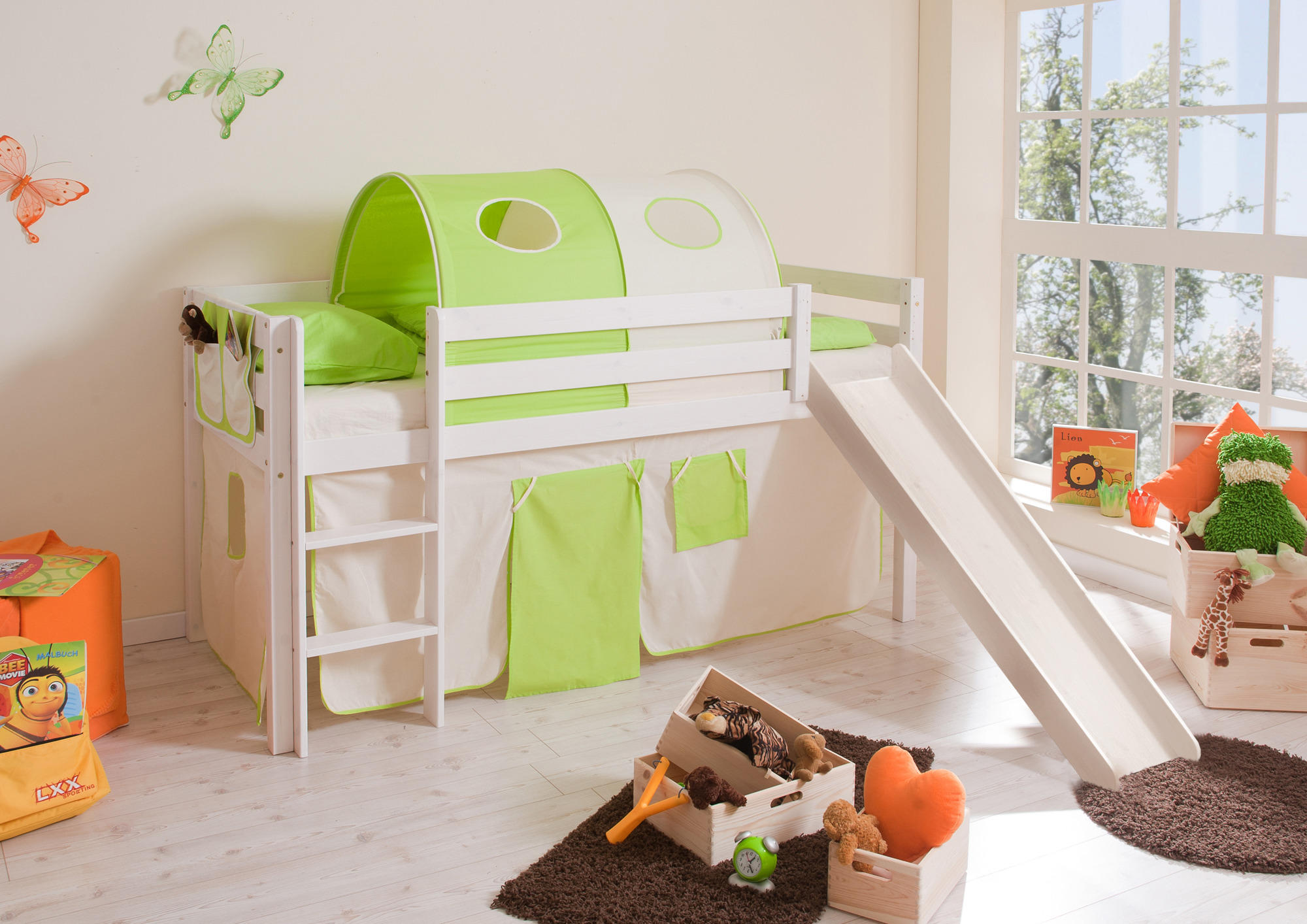SPIELBETT Kiefer massiv 90/200 cm Grün, Weiß, Beige  - Beige/Weiß, Natur, Holz (90/200cm) - MID.YOU