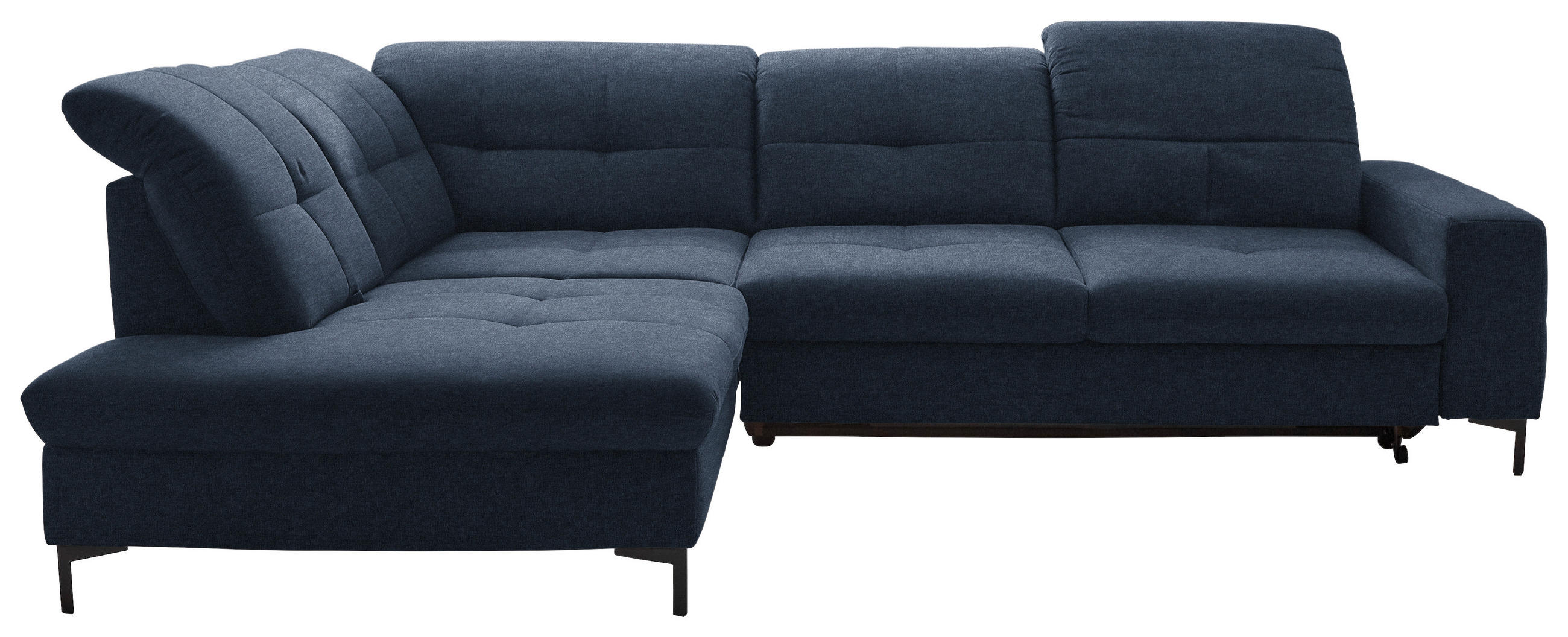 ECKSOFA in Chenille Dunkelblau  240/308 cm  - Schwarz/Dunkelblau, Design, Textil/Metall (240/308cm) - Xora