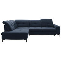 ECKSOFA in Chenille Dunkelblau  240/308 cm  - Schwarz/Dunkelblau, Design, Textil/Metall (240/308cm) - Xora