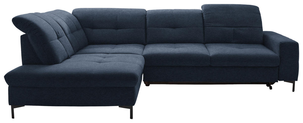 ECKSOFA in Chenille Dunkelblau  240/308 cm  - Schwarz/Dunkelblau, Design, Textil/Metall (240/308cm) - Xora