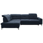ECKSOFA in Chenille Dunkelblau  240/308 cm  - Schwarz/Dunkelblau, Design, Textil/Metall (240/308cm) - Xora