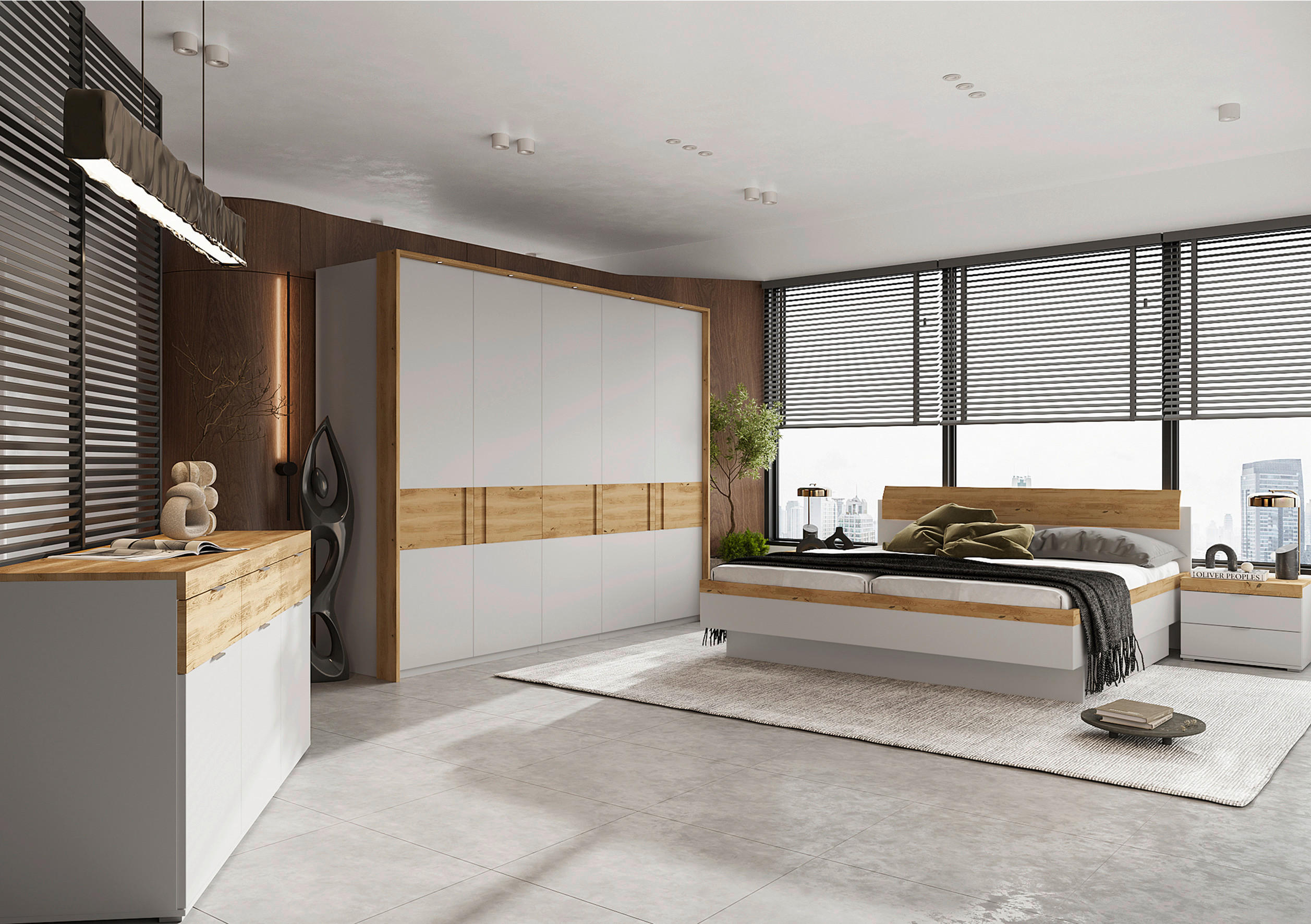 BETT 180/200 cm  in Hellgrau, Eichefarben  - Eichefarben/Hellgrau, MODERN, Holz/Holzwerkstoff (180/200cm) - Xora
