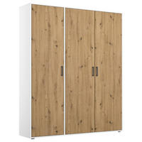 DREHTÜRENSCHRANK in Weiss, Eiche Artisan  - Weiss/Eiche Artisan, Modern, Holzwerkstoff/Kunststoff (140/194/53cm) - Rauch Möbel