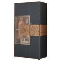 HIGHBOARD Anthrazit, Eichefarben  77/148/39 cm  - Edelstahlfarben/Eichefarben, Design, Glas/Holz (77/148/39cm) - Valnatura