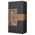 HIGHBOARD Anthrazit, Eichefarben  77/148/39 cm  - Edelstahlfarben/Eichefarben, Design, Glas/Holz (77/148/39cm) - Valnatura