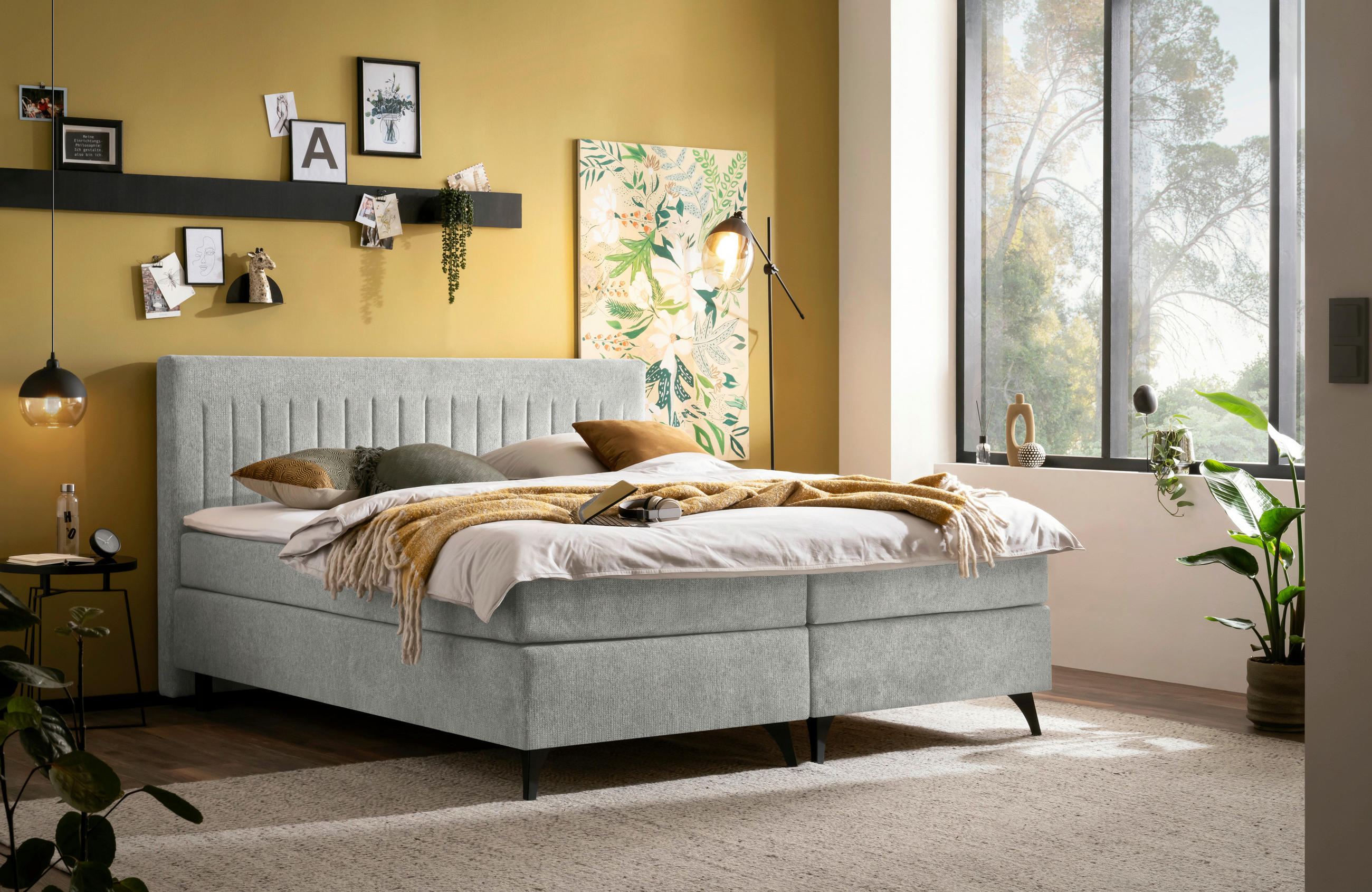 BOXSPRINGBETT 180/200 cm  in Grau  - Schwarz/Grau, Basics, Textil/Metall (180/200cm) - Boxxx