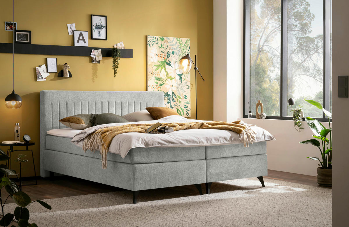 BOXSPRINGBETT 180/200 cm  in Grau  - Schwarz/Grau, Basics, Textil/Metall (180/200cm) - Boxxx